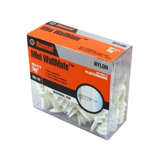 Ramset Mini Nylon Anchor 50 Pack - Quick Install - Flush Finish - Easy Remove - Auzzistore