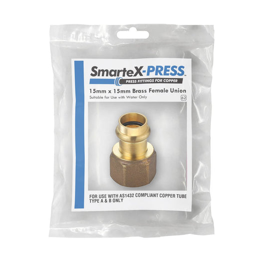 Smartex Press Female Union - 15 x 15mm - Lead Free Brass - Flame-Free Installation – view 2 - Auzzistore