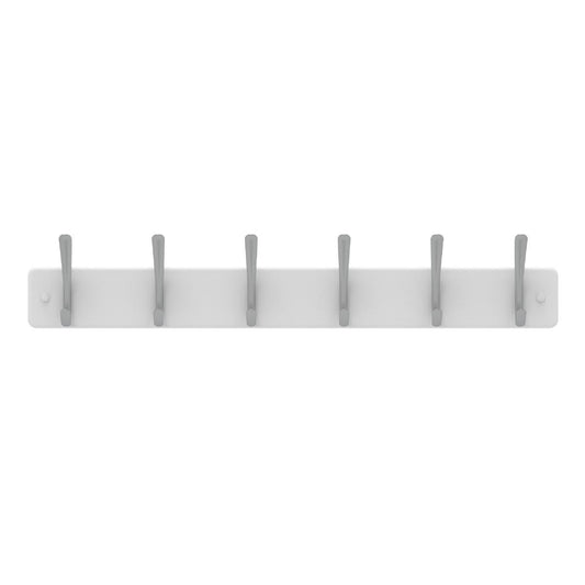 Mode Perma Products Hat And Coat Rack 6 Brushed Nickel Hooks White