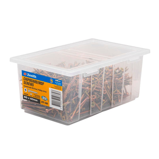 Zenith 8g x 60mm Countersunk Rib Head Chipboard Screws - 500 Pack - Gold - Self-Drilling - Auzzistore
