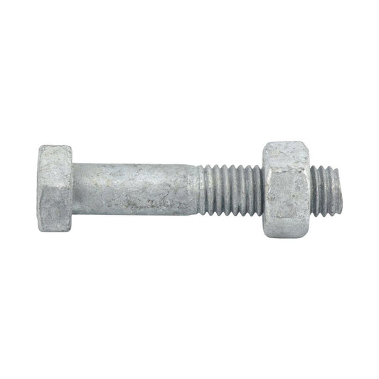 Zenith Hex Head Bolt - M10 x 50mm - 4.6 Grade Steel - 1 Pack - Hot Dipped Galvanised - Auzzistore