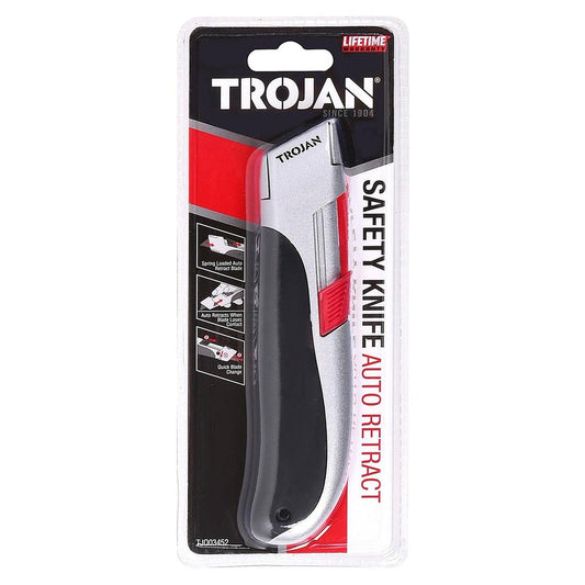 Trojan Auto Retract Safety Knife - 78mm - Spring Loaded - DIY Use - Auzzistore