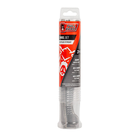 Full Boar 3 Piece SDS Plus Chisel Set FCS 3S - 250mm High-Impact Steel - Durable – view 2 - Auzzistore