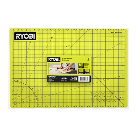 Ryobi A3 Self Healing Cutting Mat - 340mm x 450mm - Durable & Non-Slip - Auzzistore
