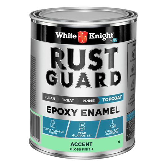 White Knight Rust Guard 1L Accent Gloss Epoxy Enamel Paint - UV-Resistant - Durable Coating - Auzzistore