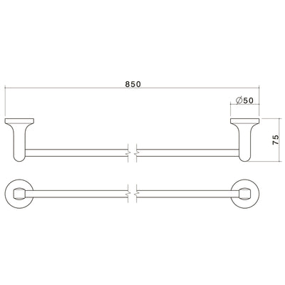Caroma 800mm Sahara Towel Rail - Brass - Chrome Finish - Easy Install