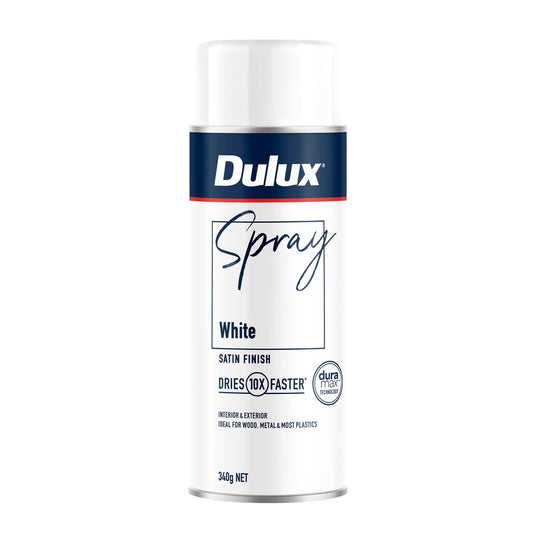 Dulux 340g White Satin Spray Paint - 340g - Smooth Satin Finish - Quick-Drying - Auzzistore