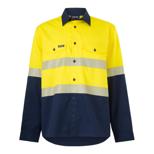 Citeco 2XL Long Sleeve Taped Shirt Hi Vis - Yellow/Navy - UPF 50+