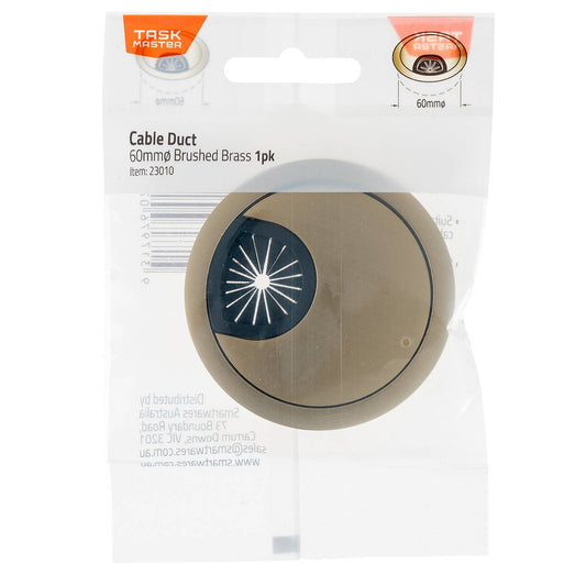 Taskmaster 60mm Brushed Brass Cable Duct 1 Pack - Cable Management Solution