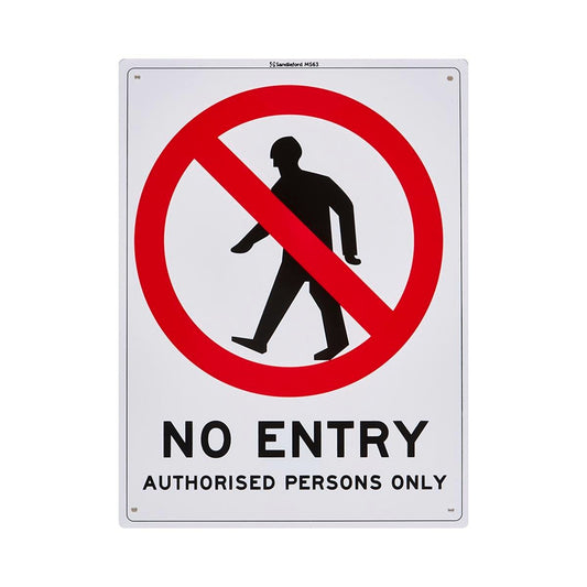 Sandleford No Entry Sign 300 x 225mm Polypropylene UV Resistant - Auzzistore