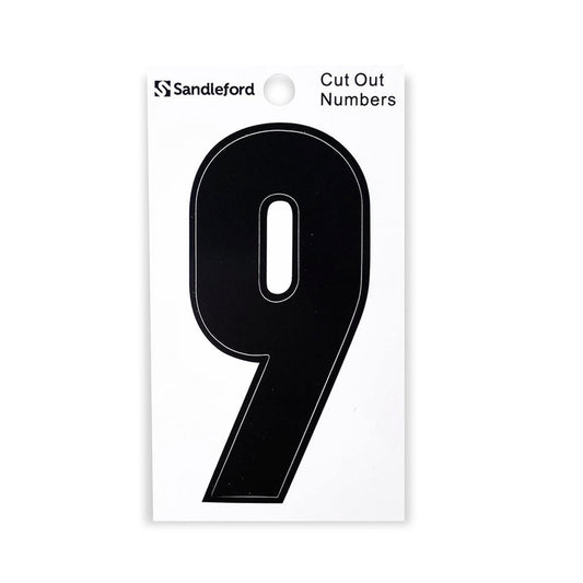 Sandleford 85mm Black Cut Out Self Adhesive House Number 9 - Auzzistore