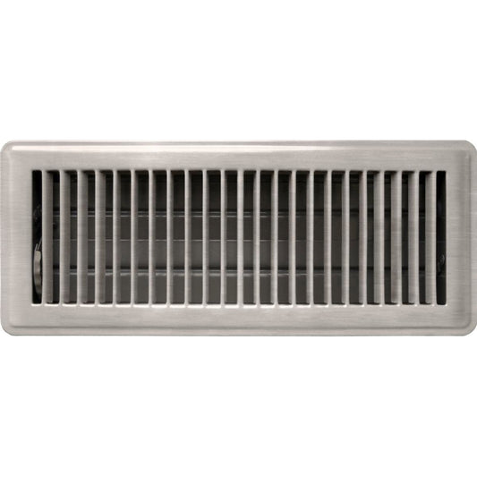 Accord Louvered Floor Register - 10 x 30cm - Plated Steel - Satin Chrome - Auzzistore