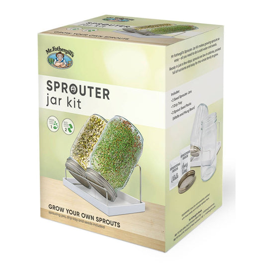 Mr Fothergill S Twin Sprouter Jar Grow Kit - 210mm x 200mm x 125mm - Compact Design - Includes Alfalfa & Mung Bean Seeds - Auzzistore