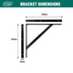 Carinya Straight Stayed Bracket 400x350mm Black Steel 100kg Capacity