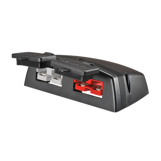 Narva 12V 50A Heavy Duty Twin Surface Mount Connectors - Grey Red - 80mm x 38mm x 120mm - Dustproof Cover