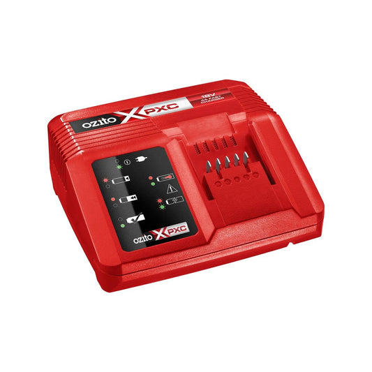 Ozito PXC 4A Fast Charger - 3-Stage Charge Indication - Red/Black - 182mm x 139mm x 68.2mm