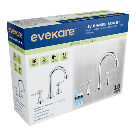 Evekare Chrome 1/4 Turn Pin Lever Basin Set 200mm x 260mm - Easy Access – view 2