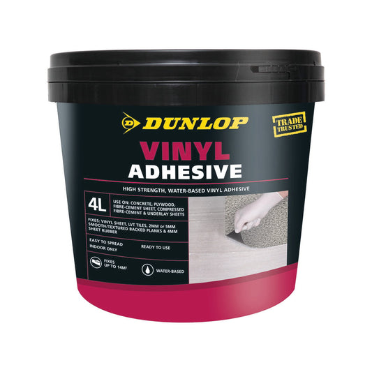 Dunlop Vinyl Adhesive - 4L - Acrylic Copolymer - High Strength - Auzzistore