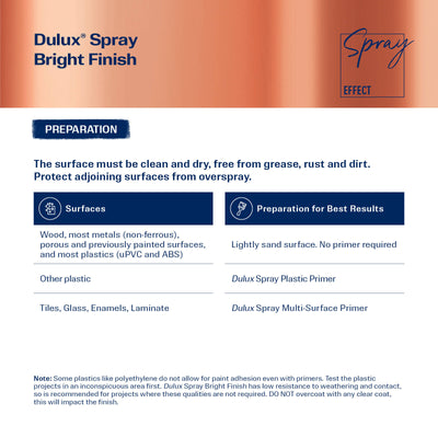 Dulux Spray Paint 300g Bright Finish Copper Rose - Fast Drying - Self-Priming