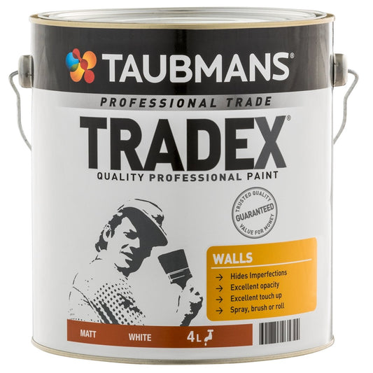 Taubmans Tradex White Matt Interior Wall Paint 4L - 4L - Water Based - Excellent Opacity - Auzzistore
