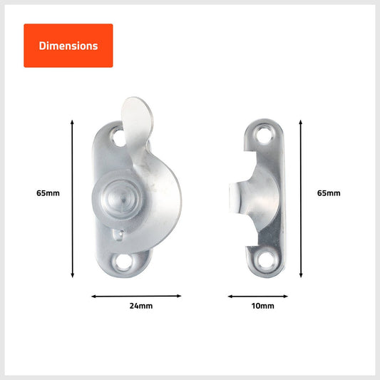 Taskmaster Window Sash Fastener - Nickel Plated - 45mm x 23mm x 75mm - Durable – view 2 - Auzzistore