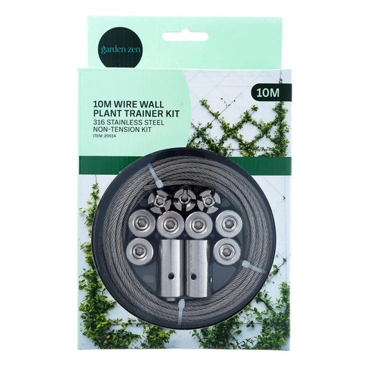 Garden Zen 10m Non Tensioned Wire Wall Plant Trainer Kit - 316 Stainless Steel - Durable Outdoor Support - Auzzistore