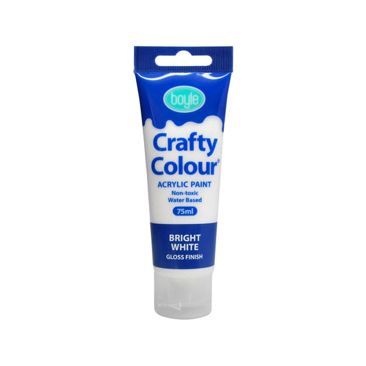 Boyle Crafty Colour Acrylic Paint - 75ml - White - Non-Toxic
