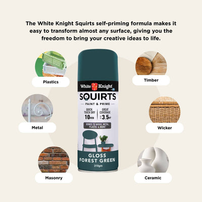 White Knight Squirts Forest Green Gloss Spray Paint 310g Durable Finish