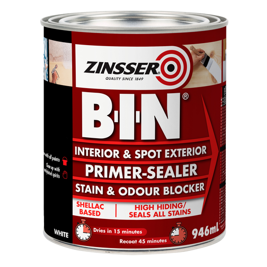 Zinsser B-I-N Primer Sealer 946ml Shellac Based Stain Blocker - Auzzistore