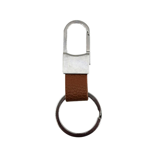 Key Essentials Key Ring and Strap - Metal and Leather - 75mm x 6.6mm x 30mm - Durable and Stylish