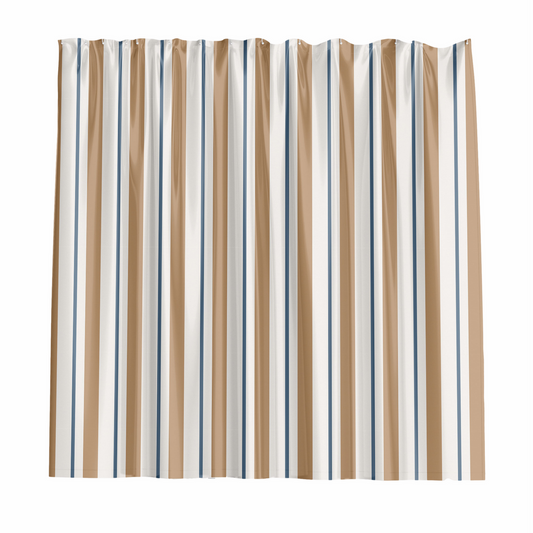 Barelli Nautical Stripes Shower Curtain 180x180cm - Water-Resistant Polyester