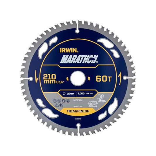 Irwin 210mm 60t Marathon Circular Saw Blade - Tungsten Carbide - Durable