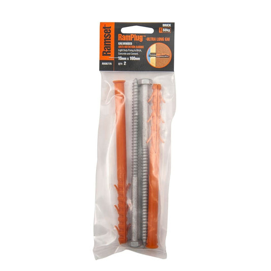 Ramset Ultra Long Anchor 10 x 160mm Nylon Galvanised 2 Pack - Auzzistore
