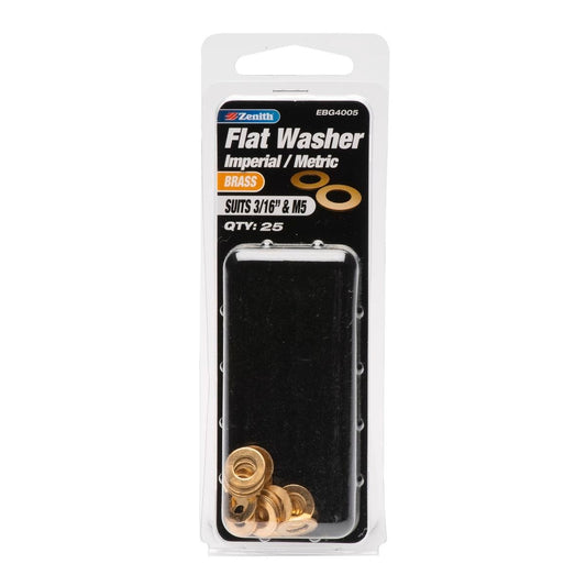 Zenith Flat Washer - 3/16 - 25 Pack - Solid Brass - Exterior Use - Auzzistore