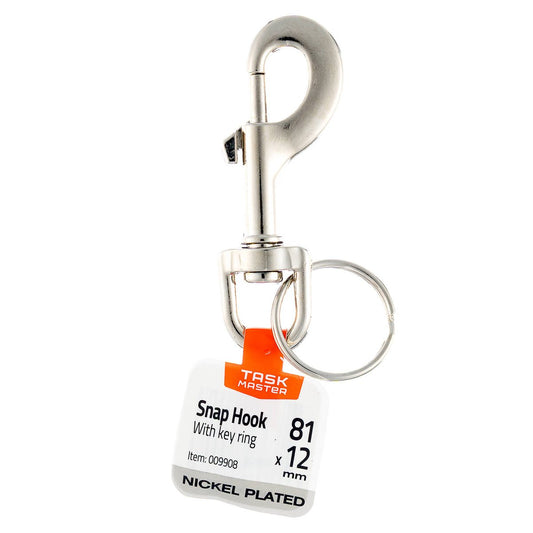 Taskmaster Snap Hook - 12mm - Nickel Plated - Round Swivel - Auzzistore