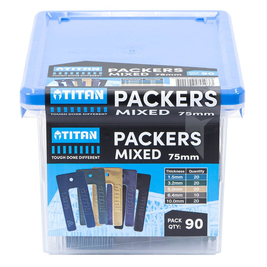 Titan 75mm Mixed Window Packers - 90 Pieces - Durable Plastic - Leveling Solution - Auzzistore
