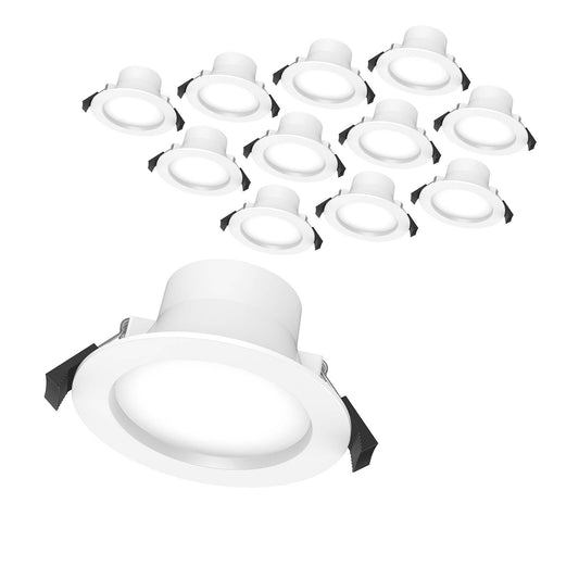 Click 8W Recessed CCT Downlight - 90mm - IP54 - 12 Pack - Water-Resistant