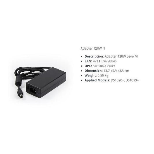 Synology Spare Part AC Adapter 120W Level VI for DS1520+ DS1019+ DS1522+