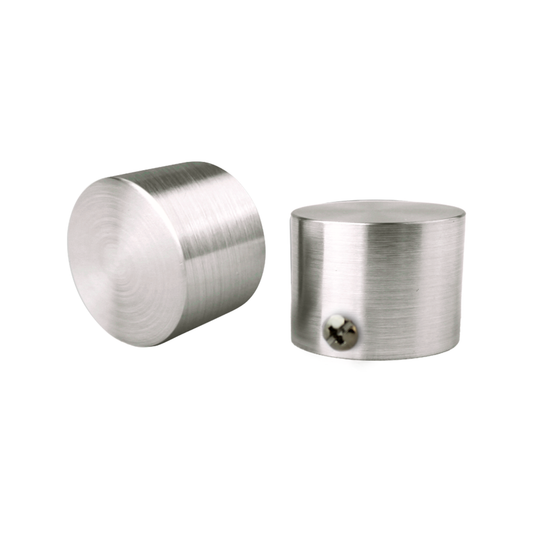 Pillar Brushed Chrome Curtain Rod Finial Cap 25mm Aluminium 2 Pack - Auzzistore