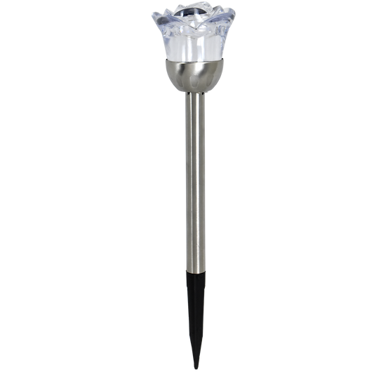 Click Rose Solar Pathway Light - 80mm - Stainless Steel - Outdoor Use