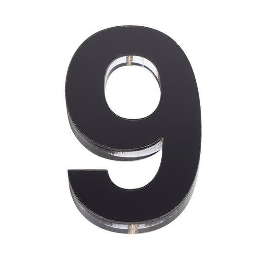 Sandleford House Number 9 - 120mm Black Acrylic - Modern Design
