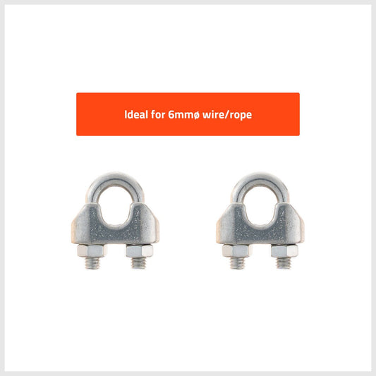 Taskmaster 6mm 316 Stainless Steel Wire Rope Grips 2 Pack - Durable - Anti-Corrosive – view 2 - Auzzistore