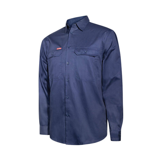 Hard Yakka Navy Core Lightweight Vented Long Sleeve Shirt Size M - Breathable Cotton - 2 Chest Pockets