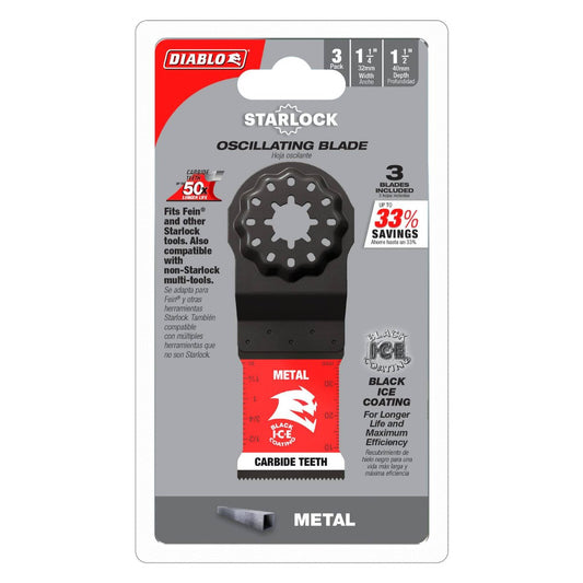 Diablo 32mm Starlock Carbide Multi Tool Blades for Metal - 3 Pack - Durable Cutting - Auzzistore