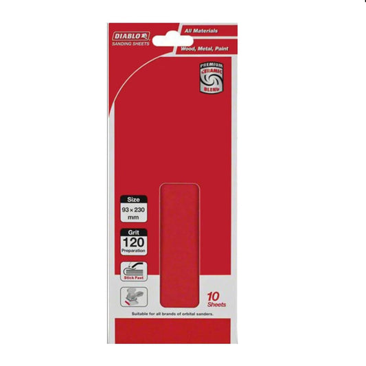 Diablo 93x230mm 120 Grit Abrasive Orbital Sheet 10 Pack Premium Blend - Auzzistore
