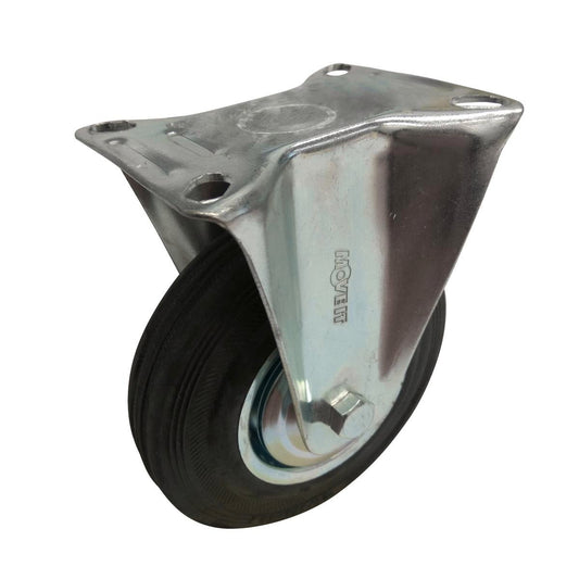 Move It 125mm Black Rubber Fixed Plate Castor 100kg Load Capacity - Auzzistore