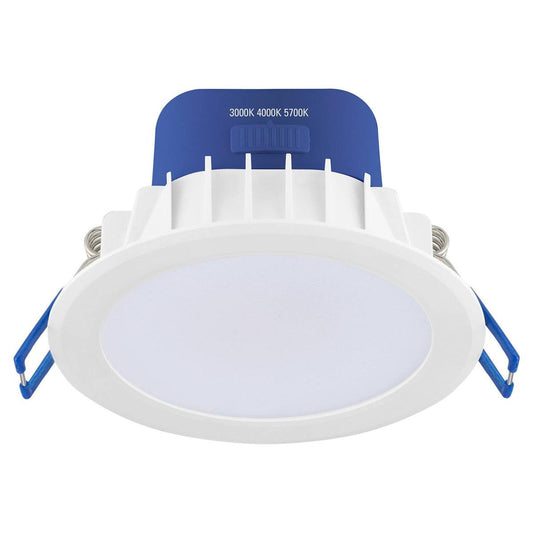 Deta 9W Tri Colour Dimmable LED Downlight - IP44 - 110mm - White & Blue