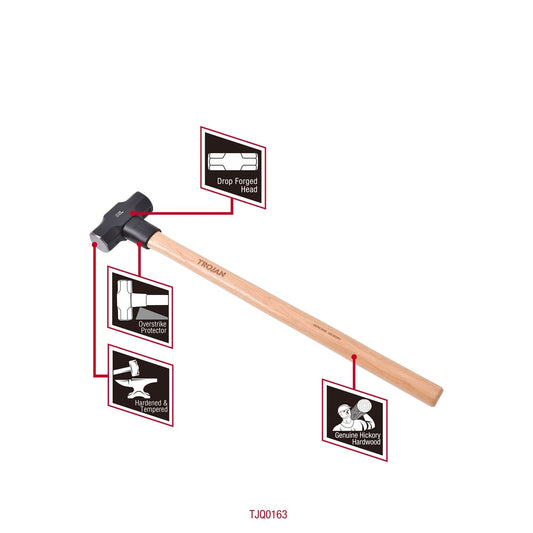 Trojan 8lb Timber Sledge Hammer - 6kg - Carbon Steel - Hickory Handle – view 2 - Auzzistore