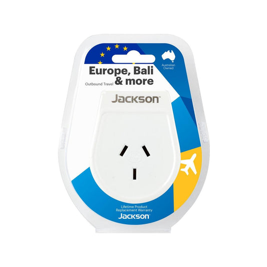 Jackson Europe Bali Travel Adaptor - Compact 1 Outlet - 55mm x 70mm