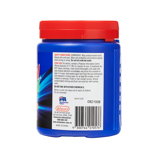 Drain Clean 500g Crystals - Fast Acting - Caustic Base - Clears Blocked Drains